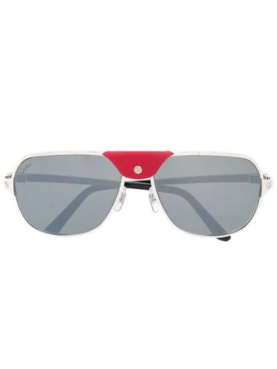 Shop Cartier Aviator Shaped Sunglasses In Metallic