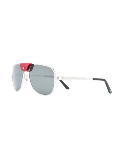 Shop Cartier Aviator Shaped Sunglasses In Metallic