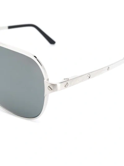 Shop Cartier Aviator Shaped Sunglasses In Metallic