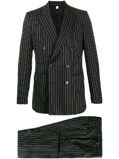 Shop Burberry Pinstriped Two In Black
