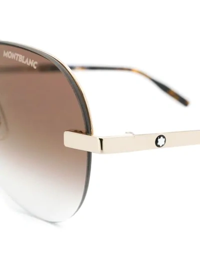 Shop Montblanc Aviator Sunglasses In Brown