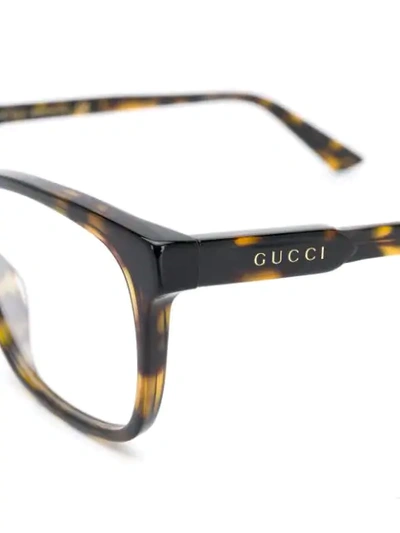 GUCCI EYEWEAR 长方形框眼镜 - 棕色