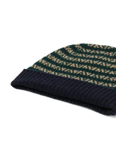 Shop Pringle Of Scotland Contcol Zig Zag Beanie In Blue