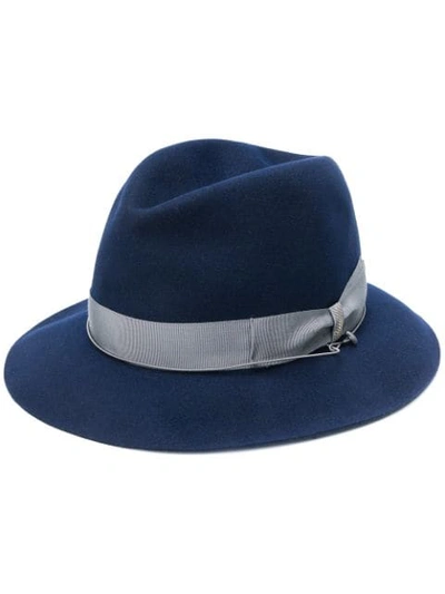 Shop Borsalino Contrast Strap Hat - Blue