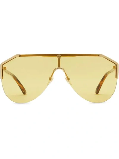 Shop Gucci 'mask' Oversized-sonnenbrille In Silver