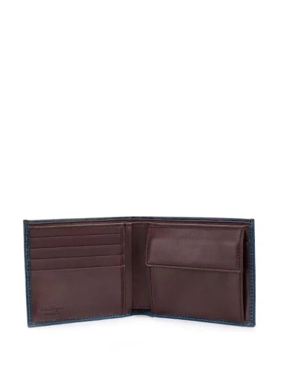Shop Ferragamo Double Gancio Bi-fold Wallet In Blue