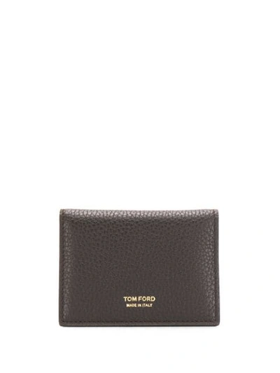 Shop Tom Ford Bi-fold Logo Wallet In Brown