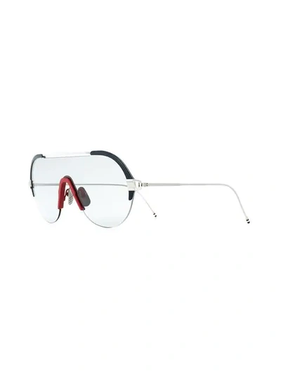 Shop Thom Browne Tbs811 Mask-frame Sunglasses In Silver