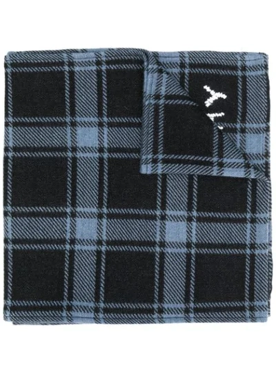 Shop Givenchy Checked Winter Scarf In Blue