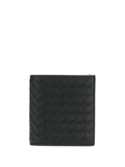 Shop Bottega Veneta Intrecciato Weave Leather Wallet In Black