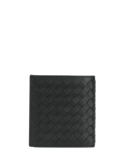 Shop Bottega Veneta Intrecciato Weave Leather Wallet In Black