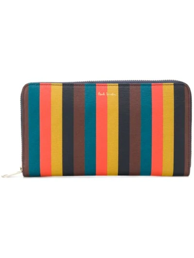 Shop Paul Smith Bright Stripe Zip-around Wallet In Multicolour
