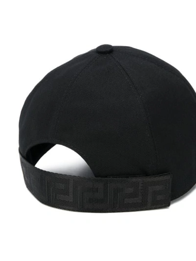 Shop Versace Embroidered Baseball Cap In Black