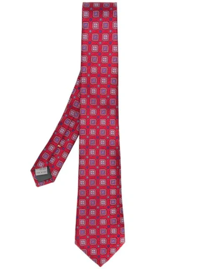 Shop Canali Printed Tie In Red