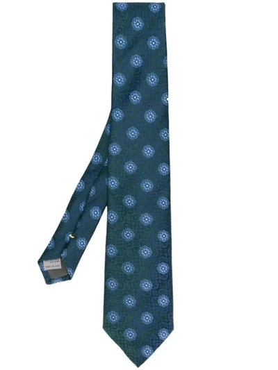Shop Canali Floral Print Tie In Green