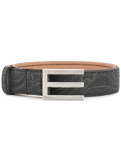 Shop Etro E Buckle Belt In Black