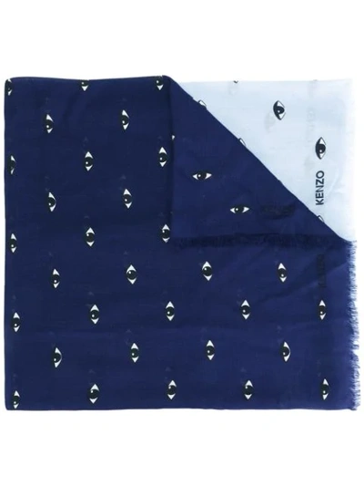 Shop Kenzo Eyes Scarf In Blue