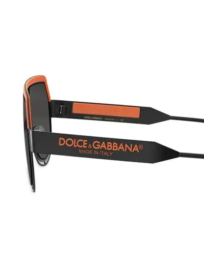Shop Dolce & Gabbana Oversized Logo Sunglasses In Black