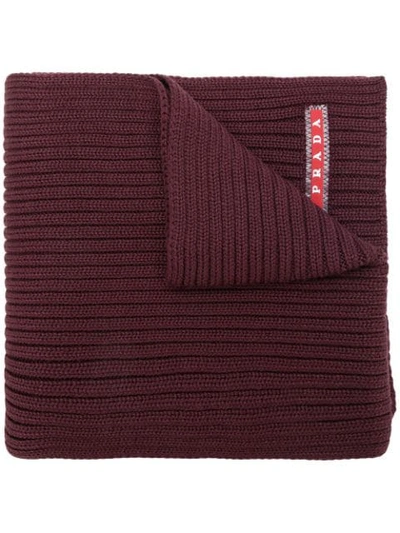 Shop Prada Ribbed Logo Scarf - Pink