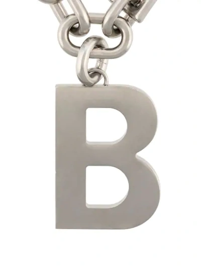 Shop Balenciaga B Chain Necklace In Silver