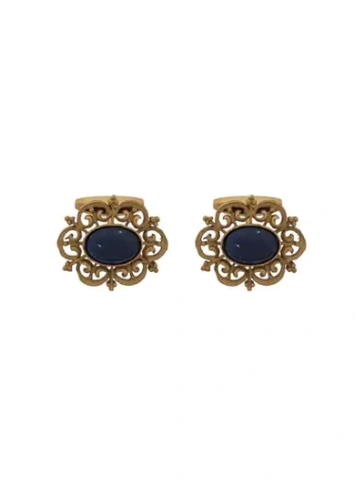Shop Dolce & Gabbana Stone Embellished Cufflinks In Gold