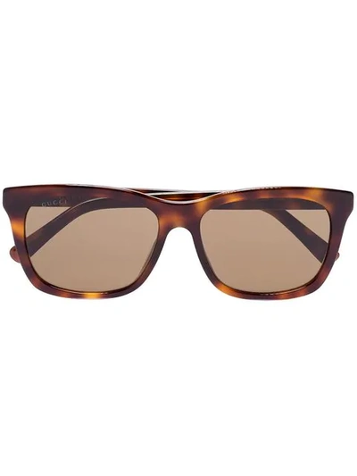 Shop Gucci G0449s Wide Sunglasses In Braun