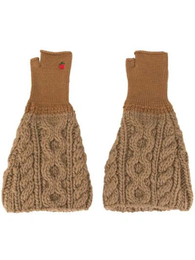 Shop Undercover Ribbed Detail Gloves In Brown