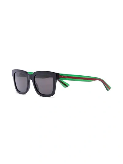 Shop Gucci Black Two-tone Tinted Square Sunglasses