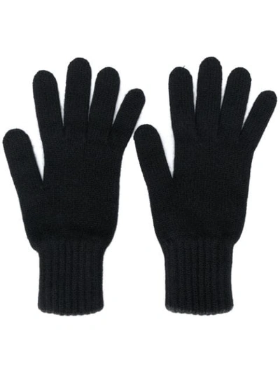 Pringle Of Scotland Gloves With Ribbed Details In Black