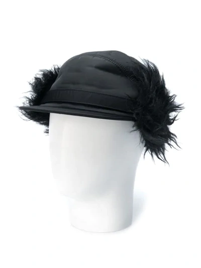 Shop Prada Faux Fur Hat In Black