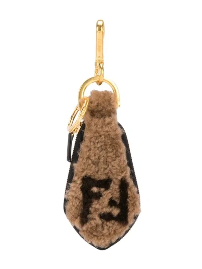 Shop Fendi Tie-shaped Keyring In Brown