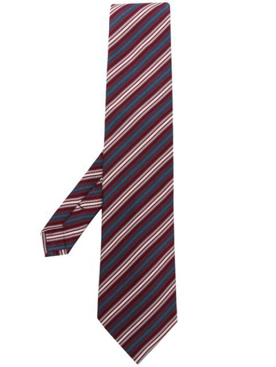 Shop Etro Diagonal Stripes Printed Tie - Red