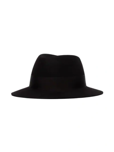 Shop Saint Laurent Classic Fedora Hat In 1000 Black