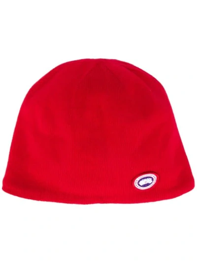 Shop Canada Goose Knitted Beanie In Red