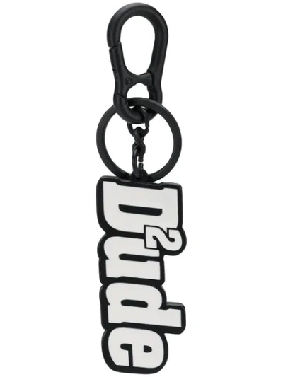 Shop Dsquared2 Slogan Keyring In Black