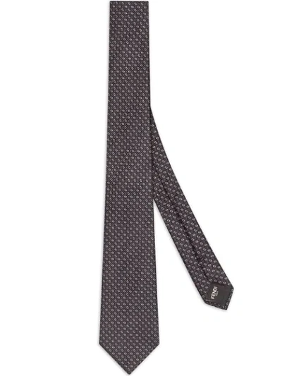 Shop Fendi Polka Dot Print Tie In Grey