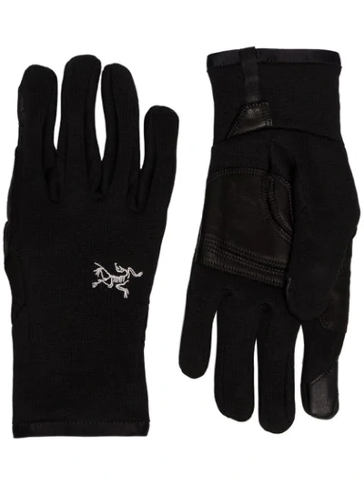Shop Arc'teryx Rivet Logo Embroidered Gloves In Black