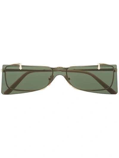 Shop Gucci Green And Gold Double Lens Sunglasses In 105 - Green