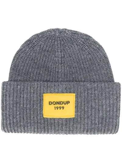 Shop Dondup Wool Ribbed Beanie Hat In Grey