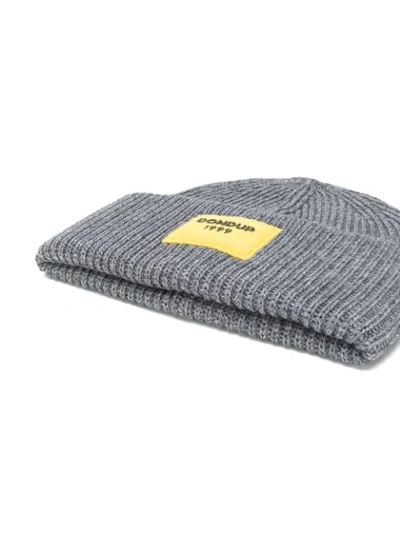 Shop Dondup Wool Ribbed Beanie Hat In Grey