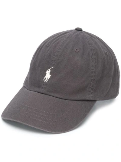 Shop Polo Ralph Lauren Embroidered Logo Baseball Cap In Grey