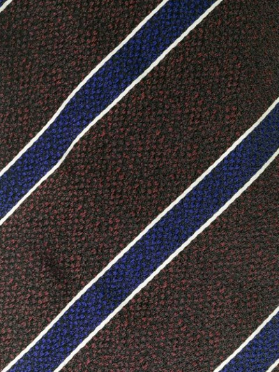 Shop Kiton Stripe Embroidered Tie - Brown