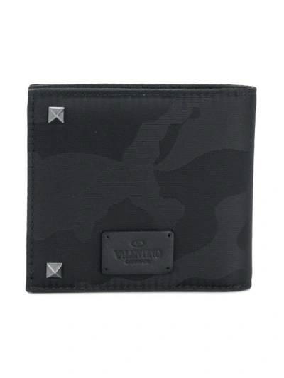 Shop Valentino Garavani Rockstud Camouflage Wallet In 0no Black