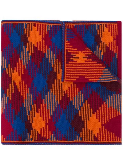 Shop Missoni Checked Pattern Scarf In Red