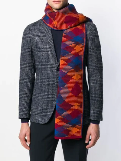 Shop Missoni Checked Pattern Scarf In Red