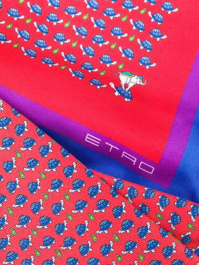 Shop Etro Tortoise Print Tie And Pocket Square - Red