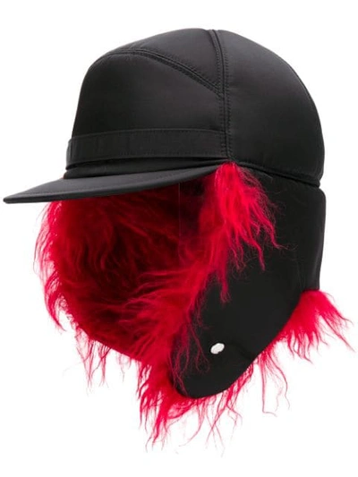 Shop Prada Faux Fur Trapper Hat In Black