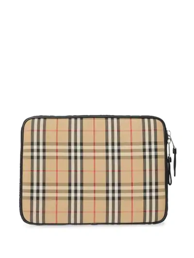 Shop Burberry Vintage Check Zipped Pouch In Neutrals