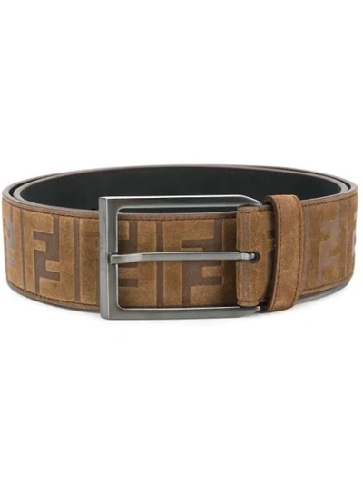 Shop Fendi Logo Printed Belt In Brown
