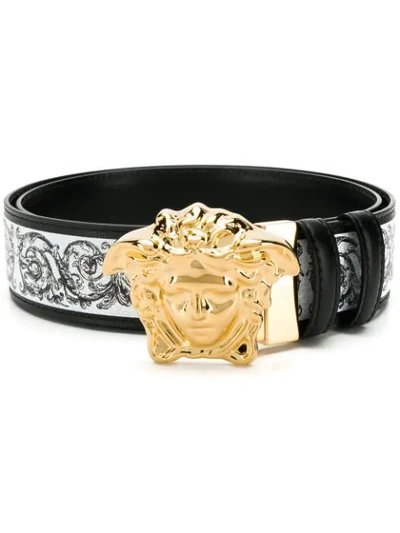 Shop Versace Medusa Head Belt In Black